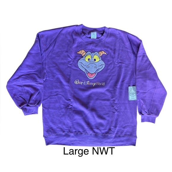 Walt Disney World Disney Parks Figment Chenille Character Sweatshirt L NEW!